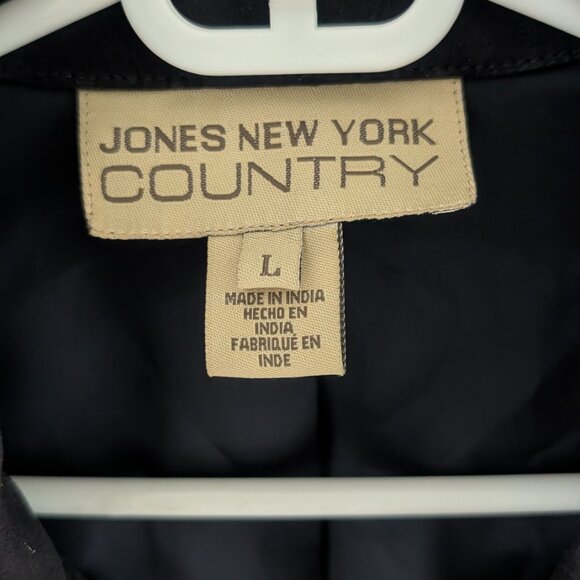 Navy Blue Jones New York Suede Jacket SIze L - Picture 2 of 2